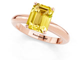 Rose gold Emerald Cut Yellow Sapphire Solitaire Engagement Ring with Round Band and Four-Prong Setting_13