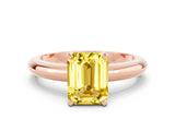 Rose gold Emerald Cut Yellow Sapphire Solitaire Engagement Ring with Round Band and Four-Prong Setting_24