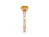 Rose gold Emerald Cut Yellow Sapphire Solitaire Engagement Ring with Round Band and Four-Prong Setting_26