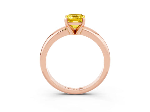Rose gold Emerald Cut Yellow Sapphire Solitaire Engagement Ring with Round Band and Four-Prong Setting_27
