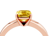 Rose gold Emerald Cut Yellow Sapphire Solitaire Engagement Ring with Round Band and Four-Prong Setting_28