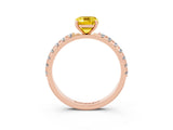 Rose gold Emerald Cut Yellow Sapphire Solitaire Pavé Band with Four-Prong Setting_27