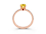 Rose gold Emerald Cut Yellow Sapphire Solitaire Pavé Engagement Ring with Round Band and Prong Setting_15