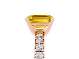 Rose gold Emerald Cut Yellow Sapphire Solitaire Pavé Engagement Ring with Round Band and Prong Setting_17