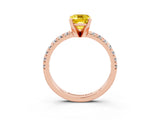 Rose gold Emerald Cut Yellow Sapphire Solitaire Pavé Engagement Ring with Round Band and Prong Setting_69