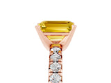 Rose gold Emerald Cut Yellow Sapphire Solitaire Pavé Engagement Ring with Round Band and Prong Setting_71