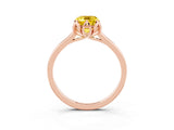 Rose gold Emerald Cut Yellow Sapphire Solitaire Ring with Flower Prong Setting and Classic Band_39