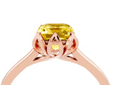 Rose gold Emerald Cut Yellow Sapphire Solitaire Ring with Flower Prong Setting and Classic Band_40