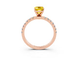 Rose gold Emerald Cut Yellow Sapphire Solitaire Ring with Pavé Accents and Four-Prong Setting_27