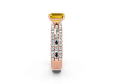 Rose gold Emerald Cut Yellow Sapphire Solitaire Ring with Pavé and Channel Set Band_26