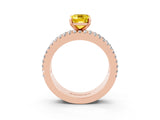 Rose gold Emerald Cut Yellow Sapphire Solitaire Ring with Pavé and Channel Set Band_27