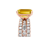 Rose gold Emerald Cut Yellow Sapphire Solitaire Ring with Pavé and Channel Set Band_29