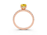 Rose gold Emerald Cut Yellow Sapphire Solitaire Ring with Round  Pavé Band and Four-Prong Setting_47