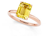 Rose gold Emerald Cut Yellow Sapphire Solitaire Ring with Thin Band and Four-Prong Setting_37