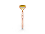 Rose gold Emerald Cut Yellow Sapphire Solitaire Ring with Thin Band and Four-Prong Setting_38
