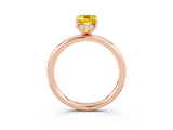 Rose gold Emerald Cut Yellow Sapphire Solitaire Ring with Thin Band and Four-Prong Setting_39