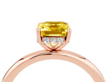 Rose gold Emerald Cut Yellow Sapphire Solitaire Ring with Thin Band and Four-Prong Setting_40