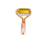 Rose gold Emerald Cut Yellow Sapphire Solitaire Ring with Thin Band and Four-Prong Setting_41