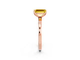 Rose gold Emerald Cut Yellow Sapphire Solitaire Ring with Thin Band and Prong Setting_14