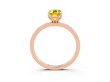 Rose gold Emerald Cut Yellow Sapphire Solitaire Ring with Thin Band and Prong Setting_15