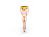 Rose gold Emerald Cut Yellow Sapphire Solitaire Ring with Wide Band and Prong Setting_26
