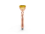 Rose gold Emerald Cut Yellow Sapphire Solitaire Twist Band Prong Setting Ring_86