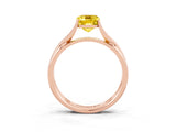 Rose gold Emerald Cut Yellow Sapphire Solitaire Twist Band Prong Setting Ring_87