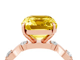 Rose gold Emerald Cut Yellow Sapphire Solitaire Twisted Band with Round  Accents and Prong Setting_16