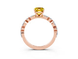 Rose gold Emerald Cut Yellow Sapphire Solitaire with Side Stones on a Pavé Band and Four-Prong Setting_27