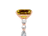Rose gold Emerald Cut Yellow Sapphire Solitaire with Side Stones on a Pavé Band and Four-Prong Setting_29