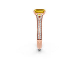 Rose gold Emerald Cut Yellow Sapphire Split Shank Engagement Ring with Pavé Band_26