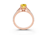 Rose gold Emerald Cut Yellow Sapphire Split Shank Engagement Ring with Pavé Band_27