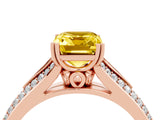 Rose gold Emerald Cut Yellow Sapphire Split Shank Engagement Ring with Pavé Band_28