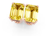 Rose gold Emerald Cut Yellow Sapphire Stud Earrings_25