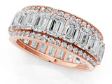 Rose gold Emerald Cut and Round Diamond Multi-Row Mens Band_1