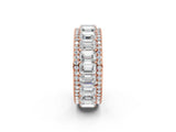 Rose gold Emerald Cut and Round Diamond Multi-Row Mens Band_2