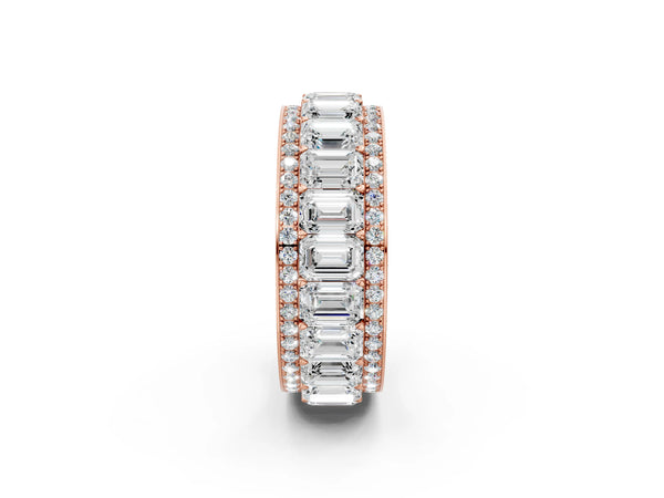Rose gold Emerald Cut and Round Diamond Multi-Row Mens Band
