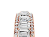 Rose gold Emerald Cut and Round Diamond Multi-Row Mens Band_5