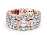 Rose gold Emerald Cut and Round Diamond Three-Row Eternity Mens Band_24