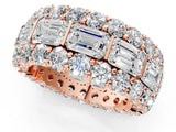 Rose gold Emerald Cut and Round Diamond Three-Row Eternity Mens Band_25