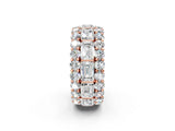 Rose gold Emerald Cut and Round Diamond Three-Row Eternity Mens Band_26