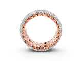 Rose gold Emerald Cut and Round Diamond Three-Row Eternity Mens Band_27