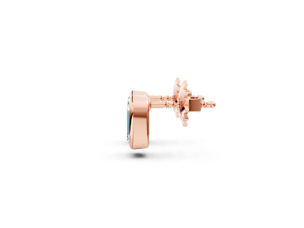 Rose gold Emerald Diamond Bezel-Set Stud Earrings