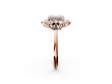 Rose gold Emerald Diamond Cluster Halo Ring with Solitaire Band and Four-Prong Setting_22
