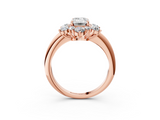 Rose gold Emerald Diamond Cluster Halo Ring with Solitaire Band and Four-Prong Setting_23