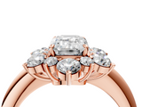 Rose gold Emerald Diamond Cluster Halo Ring with Solitaire Band and Four-Prong Setting_24