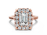 Rose gold Emerald Diamond Cluster Halo Solitaire with Four-Prong Setting_94