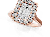 Rose gold Emerald Diamond Cluster Halo Solitaire with Four-Prong Setting_95