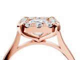 Rose gold Emerald Diamond Cluster Halo Solitaire with Four-Prong Setting_98