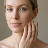 Rose gold Emerald Diamond Cluster Prong-Set Solitaire Ring_13